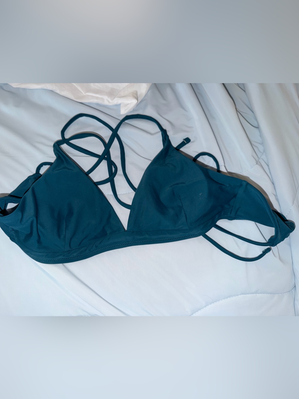 Zaful Dark Teal Triangle Bikini Top - Strappy Swim